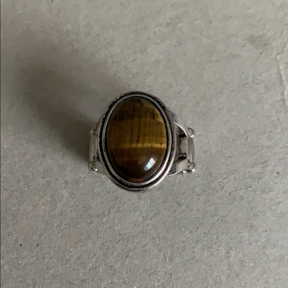 Silver ring with brown stone